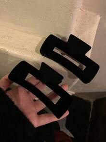 2pcs/1pc Women 4.33in/11cm Black Square Plastic Hair Claw Clips, Elegant, Minimalist, Versatile For Daily, Party, Commute, Vacation - Hairstyling, Makeup, Outfit Accessory Women Hair Clip Casual Hair Clutch - Black - View 1