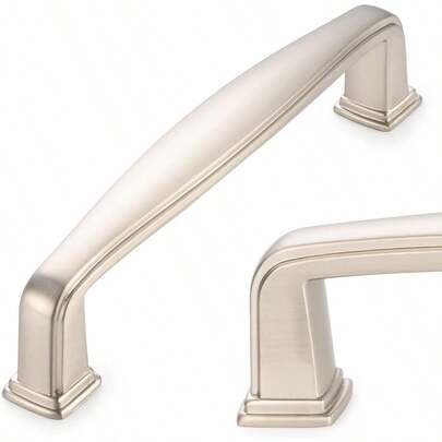 KOOFIZO - Paquete de 10 tiradores de gabinete de cocina de níquel cepillado de 3-3/4 pulgadas manijas de gabinete de plata satinada herrajes para gabinetes de cocina cajones 1817 clóset recámara