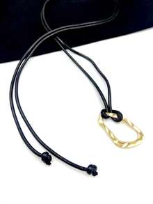 Thin Rope Belt With Geometric Buckle - Black - View 4