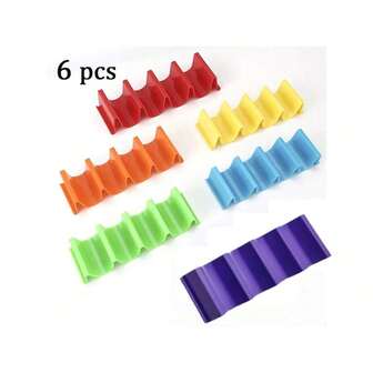 6 件套墨西哥卷饼支架 彩色墨西哥卷饼支架 波浪形煎饼支架 贝壳支架 适用于派对和厨房