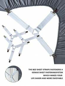 4个装三角形床单夹，带可调节松紧带，金属夹子和松紧带，实用隐形防滑床单固定器，适用于沙发垫、床单、家纺、床垫/沙发套 | 结实耐用的金属夹子可牢固固定床上用品（防滑且可重复使用），黑白两色可选，四季皆宜，新年礼物 - 彩色 - 查看 5