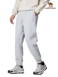 CAMEL CROWN Men's Sports Pants Spring Cotton Knit Sweatpants Black Loose Drawstring Casual Long Pants - Light Gray - View 7