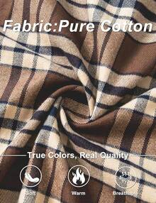 Flannel Shirt For Men Cotton Long Sleeve Plaid Shirt Lightweight Button Up Checkered Shirt Jacket With 2 Pockets - 棕色 - 查看 6