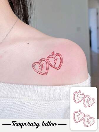 1 pieza de tatuaje temporal de San Valentín, estilo Y2K con patrón de amor de cereza rosa, resistente al agua, al sudor y lavable, no reflectante, tatuaje de simulación para el brazo y el hombro, adecuado para personas de moda, con una duración de 3 a 5 días