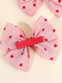 2个粉色蝴蝶结发夹，可爱红色爱心发夹，爱心刺绣发卡，甜美爱心发夹，女孩派对头饰，情人节礼物，青少年发饰 - 彩色 - 查看 5
