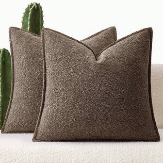 1pc Circular Plush Wide Edge Pillow Cover (Pillow Insert Not Included), Bohemian Style Sofa Cushion Cover, Soft & Comfortable Thickened Home Decor Pillow Case, Suitable For Balcony, Bedroom, Living Room, Dining Room, Brown