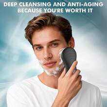 Cepillo de limpieza, exfoliador eléctrico de silicona con 6 velocidades, cepillo de limpieza recargable, cepillo de limpieza impermeable para hombres y mujeres - Negro - Ver 4