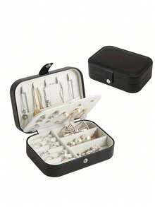 1 pieza Caja de joyería de viaje portátil, Caja de joyería mini, Caja de almacenamiento de joyería de viaje pequeña, Caja de exhibición de joyería portátil, Adecuada para anillos, aretes, collares, regalos, Caja de joyería impermeable de PU, Caja de exhibición de joyería de gran capacidad, Caja de anillos de doble capa mini, Caja de almacenamiento, Caja de regalo, Caja de joyería, Decoración de habitación - Multicolor - Ver 14