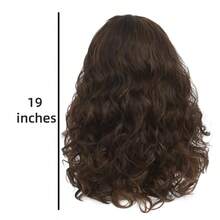 Long Brown Curly Wigs For Womens Dark Brown Wig With Bangs Women Long Kinky Curly Wig Naturel Hair Wigs For Daliy Party Use - màu nâu - Xem 5