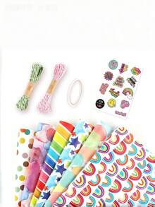 1 pezzo di carta da regalo arcobaleno, confezione regalo per il Giorno dei bambini, festa di nascita, scatola per festa per bambini - Multicolore - Visualizzare 9