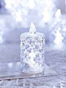 1/3/12/24入 水晶鑽石形LED電子蠟燭燈，電池供電逼真無焰蠟燭，LED裝飾茶蠟燭，婚禮裝飾LED蠟燭，家居裝飾LED蠟燭，臥室裝飾電子茶蠟燭 - 白光 - 查看 5