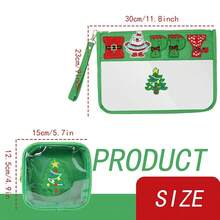 2pcs/Set Theme Happy/Love Chenille Letter Bag Flat Pouch, Multi-Purpose PVC Cosmetic Bags, Travel Makeup Bag With Zipper Women, Pouches Travel, Gym, Beach, Halloween & Travel Storage Bag,Makeup Bag,Cosmetic Bag,Vacation Organizer,Large Capacity Makeup Organizer Makeup, Lipstick, Brush, Skincare, Mobile Phone, Coin, Small Items, Home,,Vacation And Festival Halloween Multifunctional Use,Boho Vibes - Green Love - View 4
