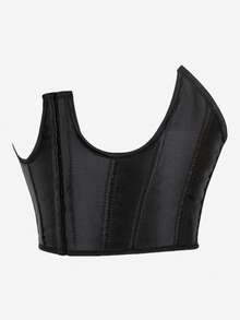 Corsé de cintura con cierre frontal, cinturilla reductora, moldeador corporal con huesos de acero - Negro - Ver 2