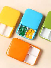 Caja de medicina portátil y creativa personalizada, de tipo de extracción, con 2 compartimentos, pequeña, para la mañana y la noche, caja de medicina anti-olvido. - Multicolor - Ver 4