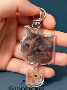2D Acrylic Personalized Pet Photo Keychain - Customize With Your Own Picture, Cute Cat/Dog Keyring - Pet Lover Memorial Gift (Valentine's Day, Mother's Day, Birthday) - Durable Daily Use Keychain, Adorable Design, Touching Keepsake, Fun Pattern, Suitable For Thanksgiving