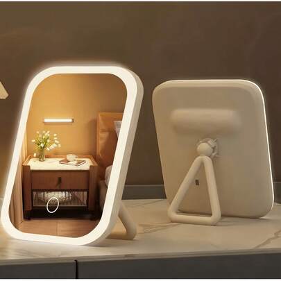 LED Lighted Makeup Mirror, Adjustable Brightness Touch Control, High Definition Smart, Rotatable, Travel Makeup Mirror, Rechargeable Portable LED Makeup Mirror, Essential For Travel, Suitable For Student Dorm, Desk, Bedroom, Etc. Fashionable Design Makes It A Perfect Christmas Or Valentine's Day Gift For Women. Personalized Gift