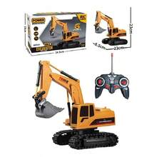 Wireless Remote Control Construction Vehicle Models, Toy Cars With LED Lights, Remote Control Excavator With Alloy Shovel, 6 Channels, 2.4G Control, 360° Rotation, Construction Toy For Kids, Christmas Gift - Yellow-gray - View 7