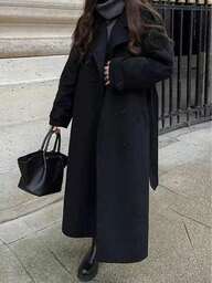 Seelio Autumn/Winter New Women's Fashion Classic Double-Breasted Windbreaker Coat Woolen Overcoat