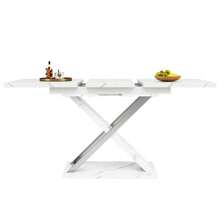 Extendable Dining Table (118-157*75cm), Kitchen/Living Room Table, Add-On Table, Extendable To 118-157cm With The Help Of An Internal Extension Leaf, Dining Table With Cross Legs - White - View 7