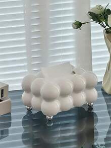 1入塑料餐桌裝飾紙巾盒，現代設計客廳桌面裝飾紙巾分配器，可愛的白色和黑色塑料紙巾整理盒，適用於家居和旅館，學校用品