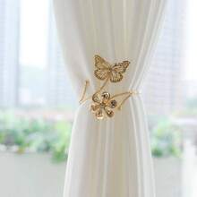 1pc Zinc Alloy Curtain Holdback, Minimalist Butterfly Design Curtain Buckle For Home Gifts Birthday Graduation - Silver - View 2