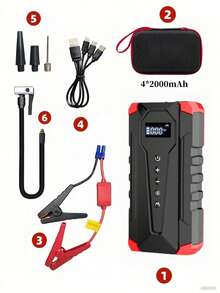 5000A 150PSI 汽车应急启动电源，带空气压缩机、12V 便携式汽车电池启动器、启动线、液晶显示屏和 LED 手电筒