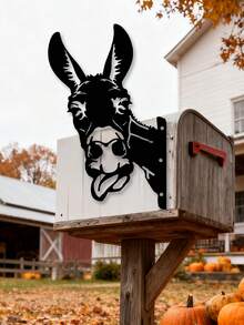 1pc Silhouette Steel Metal Peeping Animal Art, Farm Peeping Donkey Metal Art Garden Decoration Outdoor Decoration Farmhouse, Farmhouse Donkey Metal Wall Decoration - Rustic Outdoor Decoration For Country Houses, Barns And Fences, Unique Black And White Donkey Silhouette, A Gift For Farm Lovers, Rustic Style Lovers And Country Decor Lovers.