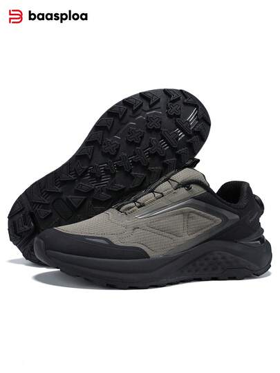 baasploa Men Hiking Shoes Rotating Button Outdoor Sneakers Male Comfort Soft Casual Walking Shoes Rubber Non-Slip Wear Resistant Sole Suitable For Outdoor In Autumn And Winter