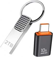 Memoria USB 3.0 de 2TB con Adaptador USB-C, Diseño Portátil con Llavero, Compatible con/Linux/iOS/macOS - 1 - Ver 1
