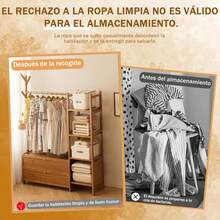 Rack Organizador Ropa Perchero Piso Multiusos Con 2 Cajones - Marrón - Ver 8