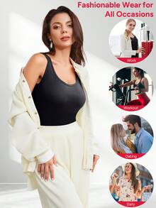 Nebility Women's Short-Sleeved Bodysuit, Black, T-Shirt Bodysuit, Basic Style, Sporty And Casual For Outings - màu đen - Xem 5