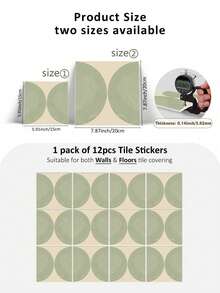 SUPSTICKER 12pcs Nordic Minimalist Geometric Floral Floor Stickers, Thicker Hard Tile-Like Decals With Strong Adhesive, Waterproof & Oil-Proof, Peel-And-Stick, Suitable For Living Room, Bedroom, Kitchen & Bathroom Floors And Walls Renovation Room Decor Home Decor Wall Decor Bathroom Decor Bedroom Decor Room Decoration Stuff Living Room Decor House Decor Home Decor Floor Tiles Flooring Floor Tiles Self Adhesive Floor Tiles Peel Stick Tiles - Multicolor - View 4