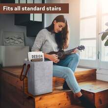 Felt Tote Storage Basket With Leather Handle, Felt Storage Basket For Household Items