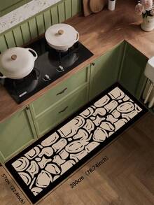 1pc Asymmetrical Shape Abstract Art Style Silica Gel Kitchen Floor Mat, Made Of Shallow Brown Various Asymmetrical Geometric Shapes Around 3.5mm Thick, Can Be Cut To Any Size, Durable And Comfortable, Suitable For Kitchen, Bathroom, Entryway, Laundry Room, Bedroom, Living Room Decoration - Multicolor - View 17