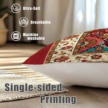 4 件套波西米亚佩斯利花卉几何图案摩洛哥基里姆印花枕套，涤纶面料，单面印花，尺寸：17.7*17.7 英寸（45*45 厘米）/19.69*19.69 英寸（50*50 厘米）/15.75*15.75 英寸（40*40 厘米），红色基里姆家居装饰沙发枕，基里姆风格，适合家居装饰、客厅沙发，四季皆宜，礼品 - 彩色 - 查看 11