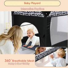 5-In-1 Pack And Play, Baby Bassinet Bedside Sleeper With Diaper Changer, Storage Bag & Music Box, Portable Baby Crib With Carry Bag, Foldable Playard With Bassinet For Newborn To Toddlers - 黑白 - 查看 3