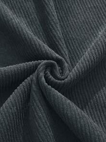 Camisa polo de manga larga con cuello de pana para hombre, ajuste holgado informal de un solo color, para primavera y otoño - Gris Claro - Ver 6