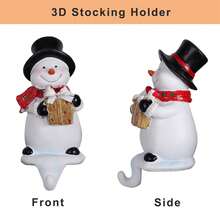 Adorno navideño con forma de muñeco de nieve y gancho para calcetines, ideal para chimeneas. - Negro - Ver 6