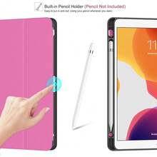 Case For IPad 9th Generation 2021/8th Gen 2020/7th Gen 2019 With Pencil Holder - Premium Shockproof Case With Soft TPU Back Cover & Auto Sleep/Wake For IPad 10.2 Inch, B-HotPink,ZB-HotPink - ZB-亮粉色 - 查看 5