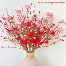 1个红粉相间的心形花环，高品质手工装饰，饰以粉色、白色和红色浆果，适合情人节、婚礼、家庭聚会、门饰、圣诞装饰、圣诞礼物或女士圣诞礼物。 - 彩色 - 查看 6