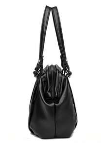 2025新款时尚女士单肩包，复古女士手提包，高品质柔软皮革女士斜挎包 - 黑色 - 查看 5