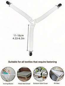 4个装三角形床单夹，带可调节松紧带，金属夹子和松紧带，实用隐形防滑床单固定器，适用于沙发垫、床单、家纺、床垫/沙发套 | 结实耐用的金属夹子可牢固固定床上用品（防滑且可重复使用），黑白两色可选，四季皆宜，新年礼物 - 彩色 - 查看 9