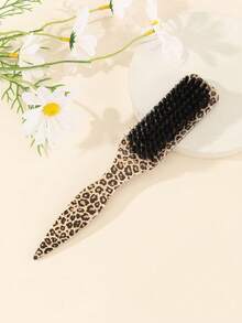 1pc Smooth Back Comb - Unisex Hair Comb Suitable For Styling Fine To Medium Hair Textures, Tames Frizz And Flyaways. Works With All Hairstyles To Create Sleek Ponytails/Buns. Leopard Print Long-Handled Beard Brush & Cleansing Brush Hairbrush, Comb, Grooming Tools, Hair Care Products, And Essential Accessories - Multicolor - View 13