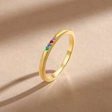 1pc Minimalist Birthstone Ring, Mother's Day Gift, Gold Ring, Gift For Her, Women's Jewelry, Gold Jewelry, DIY Jewelry, Women's Jewelry, Minimalist Birthstone Ring, Custom Multi-Gemstone Ring, Elegant Birthstone Jewelry, Birthday Gift, Bridesmaid Gift, Mom Gift, Refined Women's Jewelry Gift, Date Night Gift, Valentine's Day Gift - Multicolor - View 6