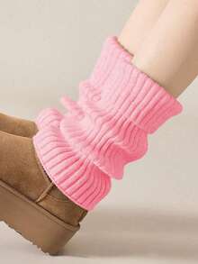 1/5 双女士护腿套，白色针织保暖小腿袜，适合秋冬季节。女士堆堆袜，保暖，袜口防漏气，粗针织细节，柔软保暖，时尚叠穿，秋冬季必备。 - 彩色 - 查看 12