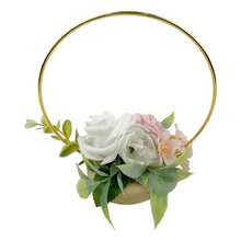 1件韩式婚礼金属花环，玫瑰人造花束，桌面装饰花环 - 彩色 - 查看 4