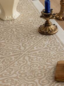 1pc Waterproof Table Runner With Tassels, Suitable For Home Decor, Wedding, Restaurant, Living Room - Coffee Brown - View 8