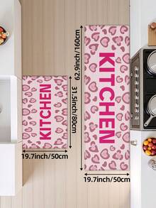 1 pieza Alfombra de cocina con estampado de leopardo rosa, con forma de corazón, femenina, irregular, natural, minimalista, estilo Ins, fresca, lavable, adecuada para dormitorio, entrada, sala de estar, pasillo - Multicolor - Ver 15
