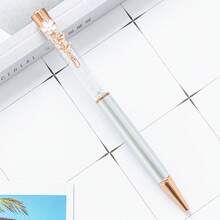 可定制创意仿珍珠花朵笔夹镶钻圆珠笔，可定制Logo，适用于送礼、送友、生日、公司推广、酒店广告等场合，水晶顶金属走珠笔，旋转式出芯，返校季必备，多功能，装饰性强，可重复使用，现代时尚，色彩缤纷，可爱复古，卡通风格，卡哇伊风，可定制，个性化，独一无二，适合送给员工、客户、学生，商务/工作/办公/学习，应季精选，办公及学习用品，定制中性笔，办公装饰 - 彩色 - 查看 6