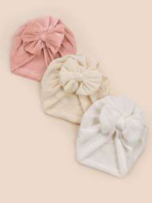 Set de 3 gorros de bebé de pana, diseño a rayas, gorros cálidos para recién nacidos, suaves y cómodos, con opciones de multicolor, versátiles para uso diario, para todas las estaciones - Multicolor - Ver 10